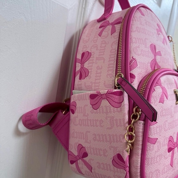 NWT Juicy Couture Simply Sweet Backpack in Light Pink Bow Design & Charm